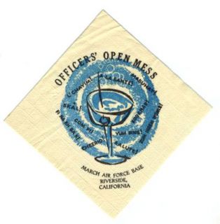 March Air Force Base Officers Club Napkin