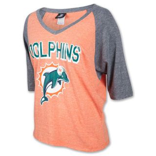 New Era NFL Miami Dolphis 3/4 Oversized Raglan Womens V Neck