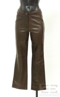 michael hoban chocolate brown leather pants size 2