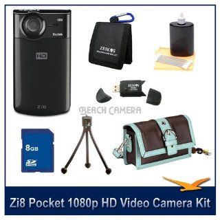 Zi8 Pocket 1080p HD Video Camera (Black), 8 GB Secure