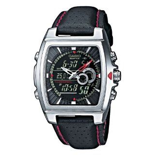 Casio Stainless Steel Edifice Square Black Dial Chronograph Strap Red