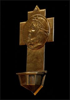 Vintage 1930s Art Deco Bronze Holy Water Font by E Hoffer