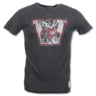 Wisconsin Badgers Retro Logo Mens Tee Shirt Black