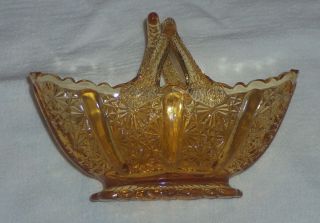 Fenton Glass Amber Daisy and Button Basket