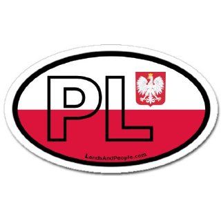 Poland PL Flag Car Bumper Sticker Decal Oval    Automotive
