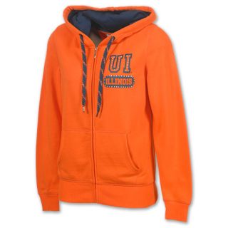 Illinois Fighting Illini NCAA Star Studded Womens Full Zip Hoodie