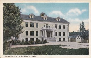 Andrew school Holliston Massachusetts vintage building postcard