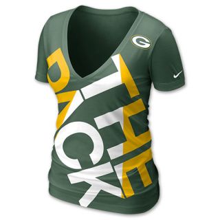 Nike NFL Green Bay Packers Off Kilter Womens V Neck Tee Shirt