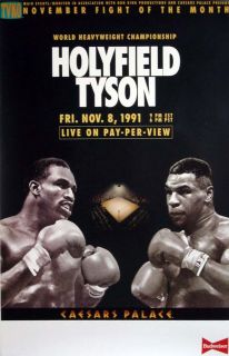 Original Holyfield Tyson Poster Cancelled Fight Mint RARE Boxing