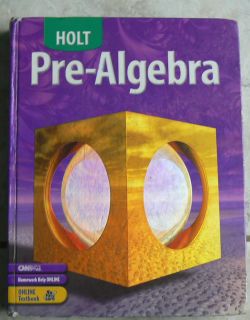 Holt PRE ALGEBRA 2004 text Math gr 7 8 Nice