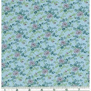 58 Wide Cotton/Lycra Jersey Knit Floral Aqua Fabric By