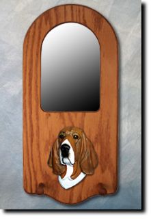 Basset Hound Portrait Mirror Home Decor Dog Figure Wood Design