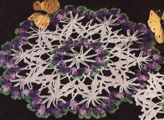 Vintage Crochet Violet Flower Doily Motif Pattern