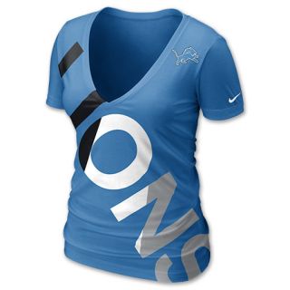 Nike NFL Detroit Lions Off Kilter Womens V Neck Tee Shirt