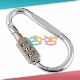 Silver 3 Dial Combination Lock Portable Luggage Padlock
