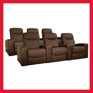 Leather Home Theater Seating 6 Brown Cannes Recliners