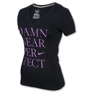 Womens Nike Perfect Tee Shirt Black/Atomic Purple