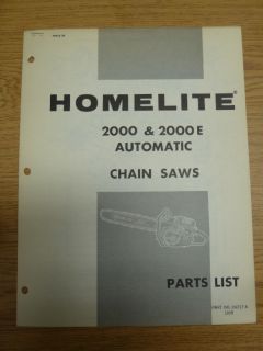 Homelite 2000 2000E Automatic Chain Saw Parts Manual