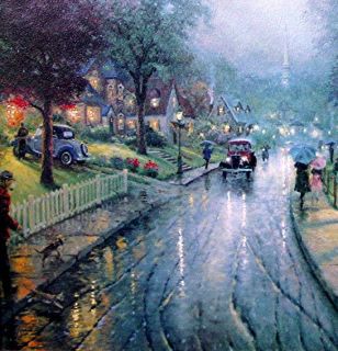 Dbl Signed Hometown Memories 24X30 s N Limited Thomas Kinkade Canvas