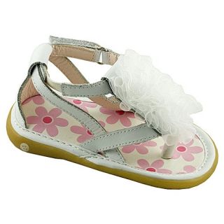 Wee Squeak Baby Toddler Girls White Strap Ruffle Sandals 3