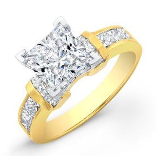 2.65 Carat princess cut diamond engagement ring SI G H (G