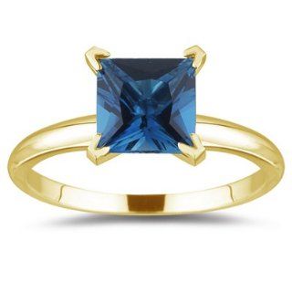 0.69 Cts London Blue Topaz Solitaire Ring in 18K Yellow