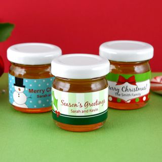 50 Christmas Holiday party favors PERSONALIZED CUSTOM HONEY JARS GIFTS