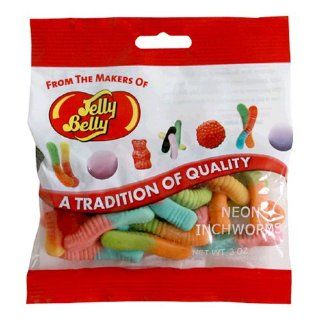Jelly Belly Neon Inchworms, 3 Ounce Bags (Pack of 24) 