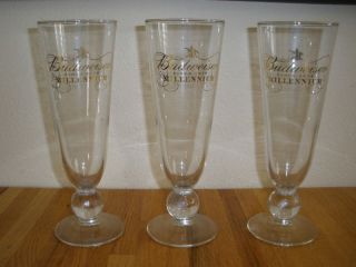Budweiser Le Gold Millennium Earth Fluted Beer Glasses