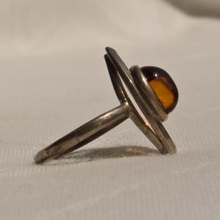 Gorgeous Vintage Genuine Honey Amber Sterling 925 Silver Ring Size 7 5