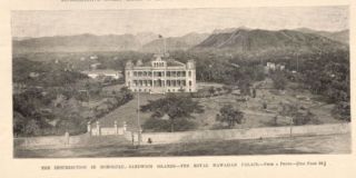 Hawaii Honolulu Palace View 1880s Engraving Article