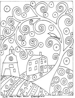 RUG HOOK PAPER PATTERN Swirl Tree House & Barn FOLK ART ABSTRACT by
