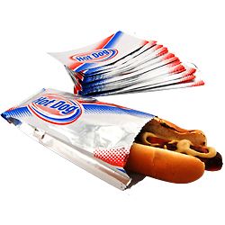 Hot Dog Foil Disposable Wrapper Bags Pack of 100 Keeps Hotdogs Warm