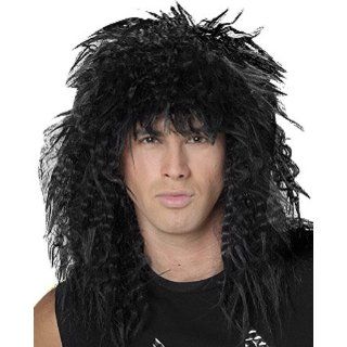 Adult Black 80s Hair Band Costume Wig Clothing