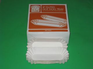 100 Hot Dog Tray Holders Paper Fluted Bakers and Chefs Brand New