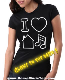 Girly Glow in The Dark I Love Heart House Music Tee