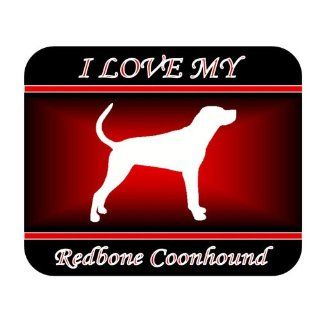 I Love My Redbone Coonhound Dog Mouse Pad   Red Design