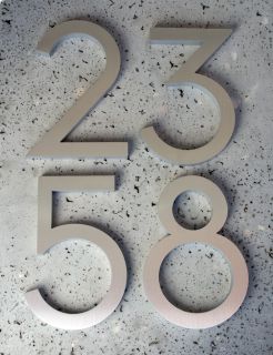 Modern House Numbers Neutra Font Recycled Aluminum 6