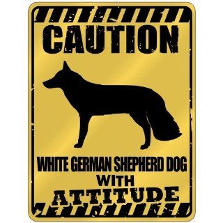 New  Caution  White German Shepherd Dog With Attitude