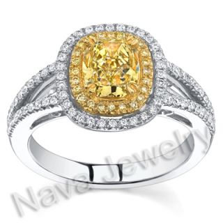 86 Ct Canary Yellow Cushion Cut Diamond Ring EGL
