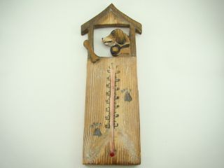 Handmade Wooden Dog House Bone Thermometer w Hanger