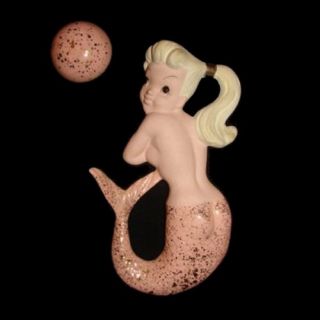 RARE 40s Vintage Freeman McFarlin Mermaid w Pink Tailfin Bubble Wall