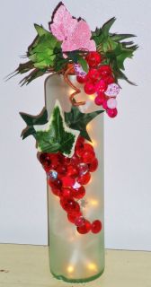 Red Grapes Lighted Wine Bottle Glass Beads Accent/Decor Light