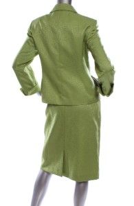 Le Suit Green Jacket Skirt Suit w Optional Flower Petite Size 12P