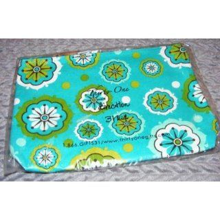 Thirty One Large Zipper Pouch Blue Green Medallion