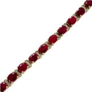 14k Yellow Gold 10.91 Ct Ruby & 0.48 Ct Diamond Bracelet