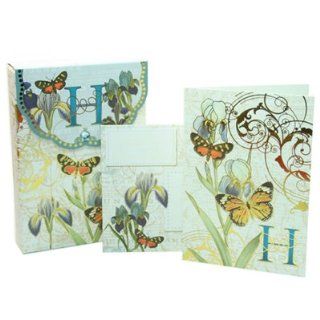 Punch Studio Floral Monogram Pouch Note Cards  #56976H