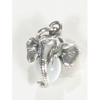 Elephant Crystal Ball Cats Eye 925 Sterling Silver Small Charm