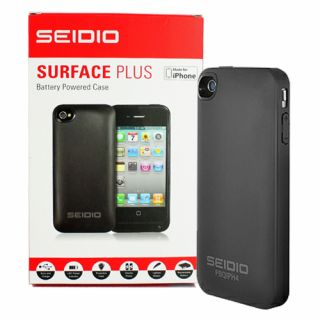 Seidio PBQIPH4 BK Surface Plus Battery Case Skin for Apple iPhone 4G