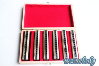 Huang 102 Bronze Harmonica Wood Pack 6 Keys